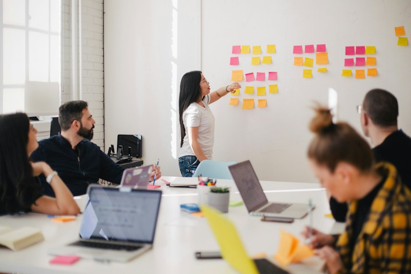 Team aligning brand messaging, visual direction and operational priorities